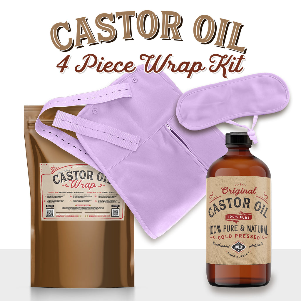 Castor Oil Wrap Kit - 4 Pieces including Bottle of Castor Oil