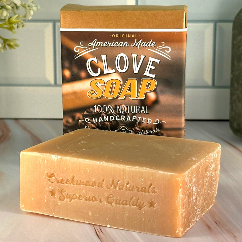 Load image into Gallery viewer, All Natural Handcrafted Clove Soap DIY Handmade Soap Bar on Counter
