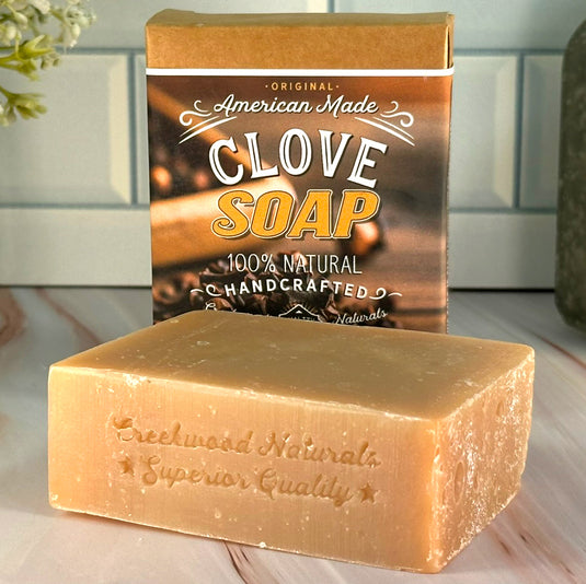 All Natural Handcrafted Clove Soap DIY Handmade Soap Bar on Counter