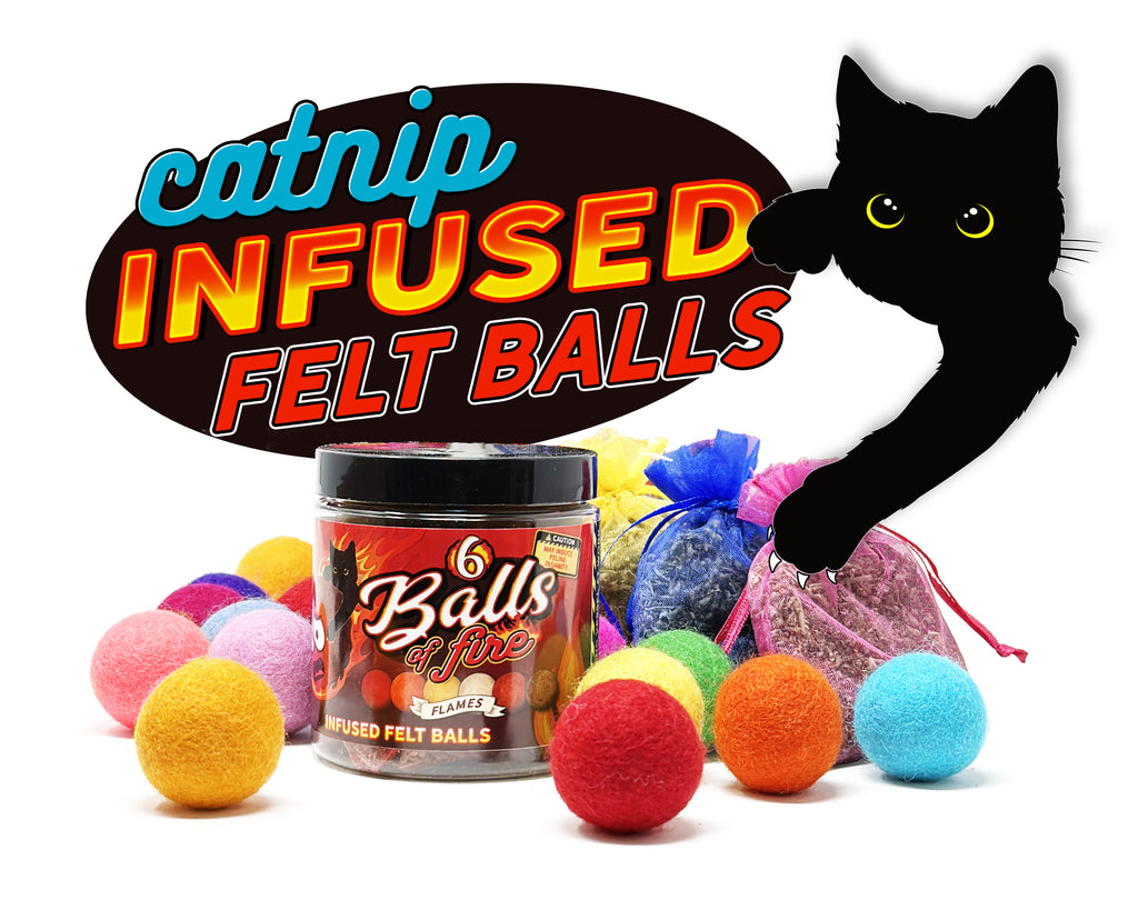 Catnip Infused Felted Balls Cat Toy with Recharging Tin - Creekwood Naturals