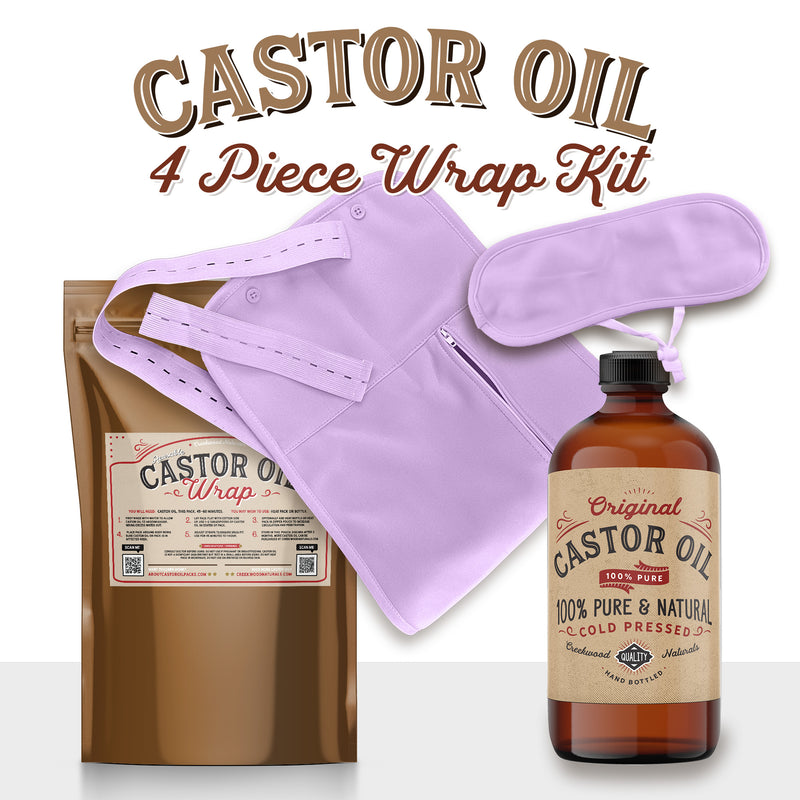 Load image into Gallery viewer, Castor Oil Wrap Kit - 4 Pieces including Bottle of Castor Oil
