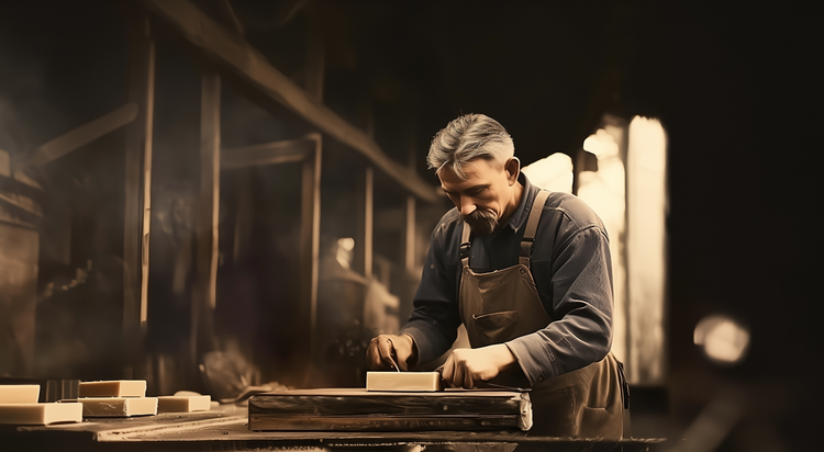 Man working with soap in a workshop