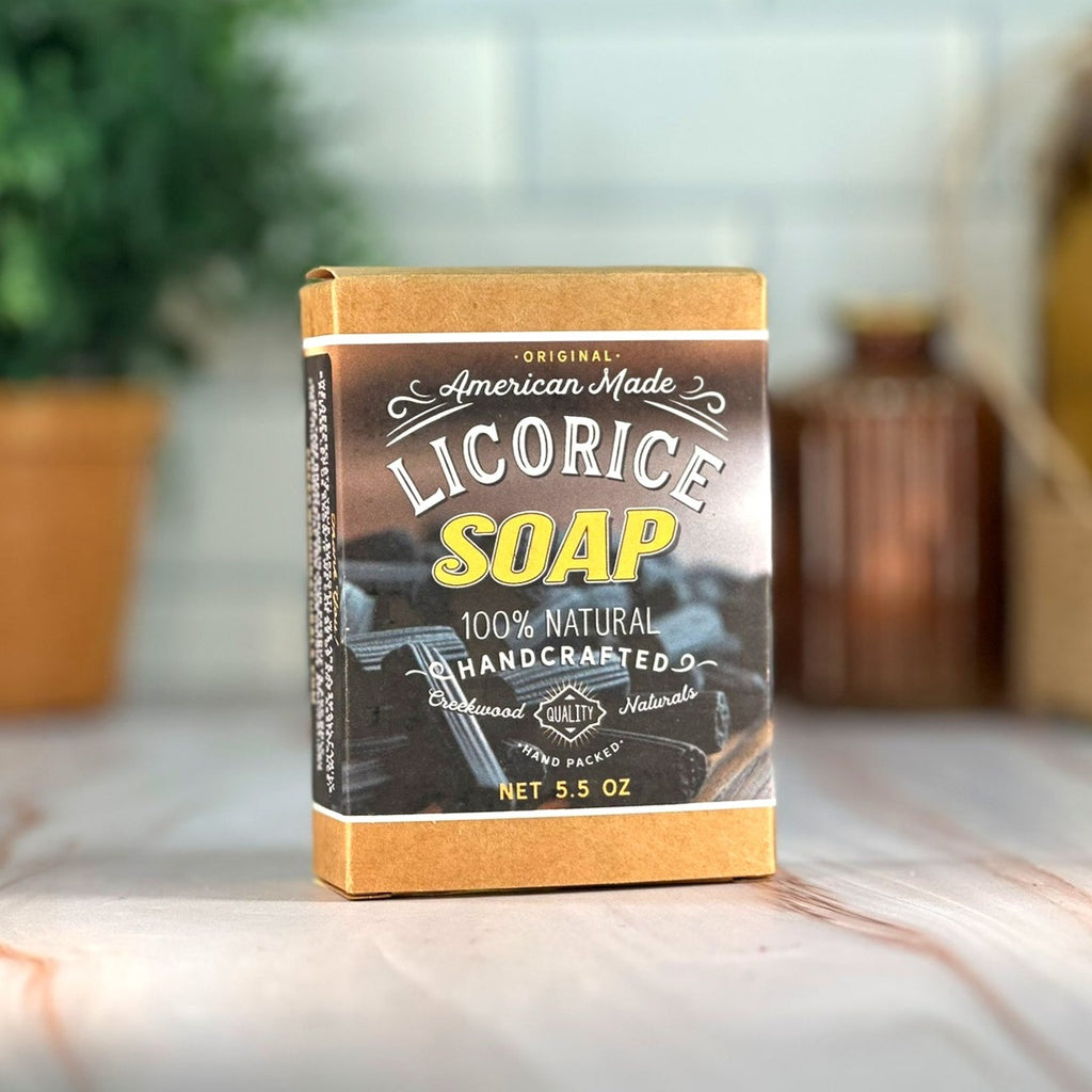 All Natural Handcrafted Licorice Soap DIY Hand Made Soap box on Counter