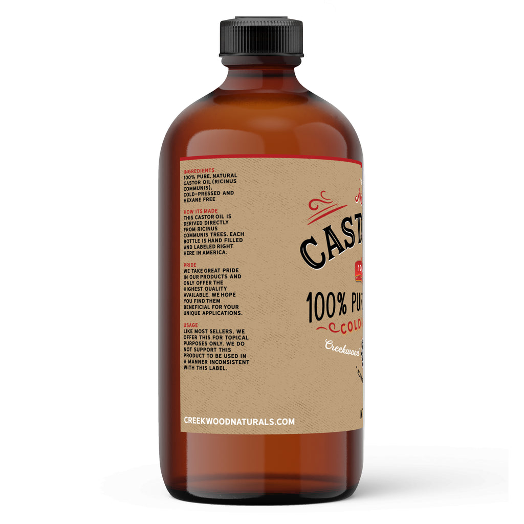 Castor Oil 100% Natural Pure Cold Pressed Hexane Free Hair Regrowth Skin Moisture - Creekwood Naturals