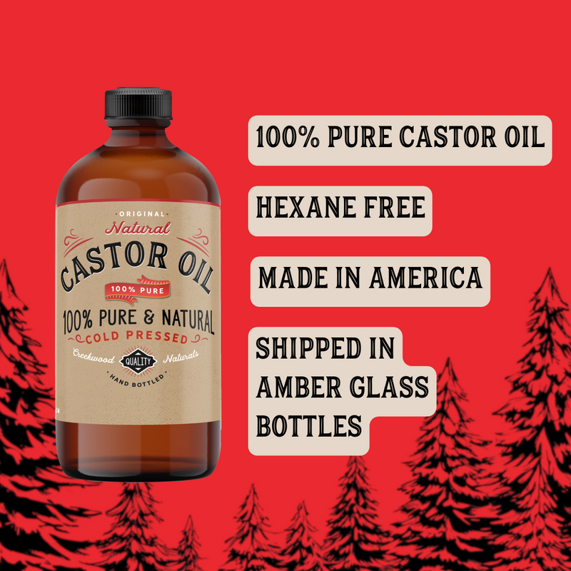 Load image into Gallery viewer, Castor Oil 100% Natural Pure Cold Pressed Hexane Free Information Details - Creekwood Naturals
