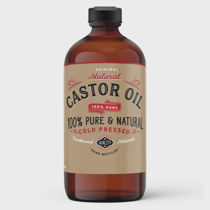 Load and play video in Gallery viewer, All Natural Pure Castor Oil Cold Pressed Hexane Free Amber Glass Bottle Video Information
