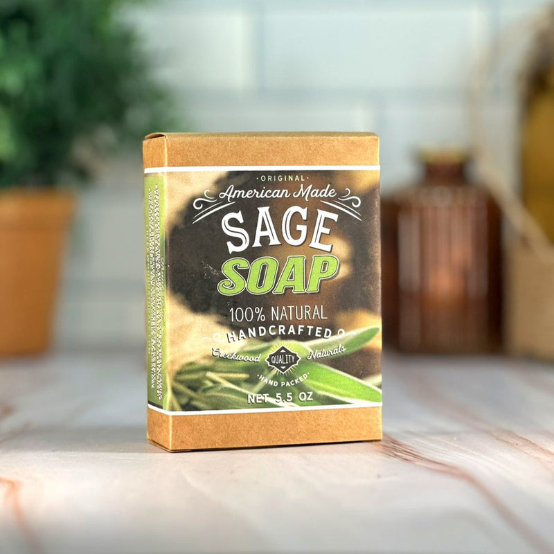 Load image into Gallery viewer, All Natural Handcrafted Sage Soap DIY Hand Made Soap Box on Counter
