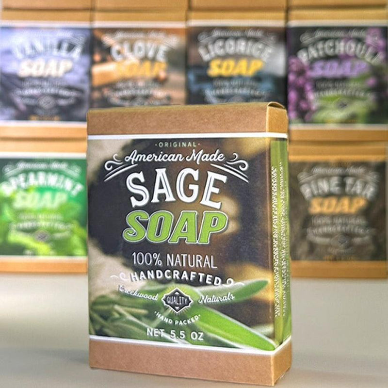 Load image into Gallery viewer, Sage Soap Bar All Natural Handcrafted DIY Handmade on Counter
