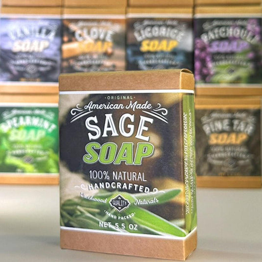 Sage Soap Bar All Natural Handcrafted DIY Handmade on Counter