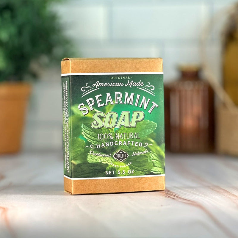 Load image into Gallery viewer, All Natural Handcrafted Spearmint Soap DIY Hand Made Soap Box on Counter Spear Mint
